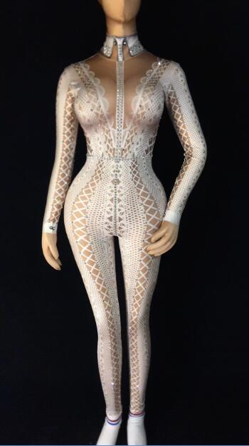 イエロー ブラック ホワイト プリント ラインストーン ジャンプスーツ