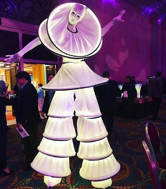 Stilts walker men's White LED Dress