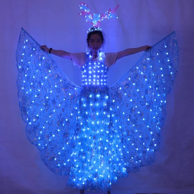 LED Luminous Wings Ballet Costume Fluorescent Butterfly Cloak Dance Costume