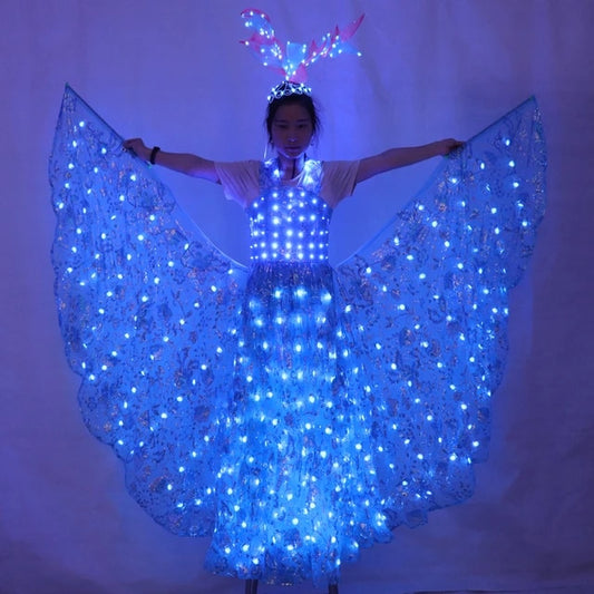 LED Luminous Wings Ballet Costume Fluorescent Butterfly Cloak Dance Costume