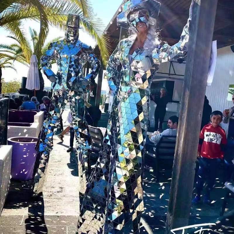 Stilts walker Mirror Robot Costume Men and Women for Performance Mirrorman show dance party carnival halloween christimas party