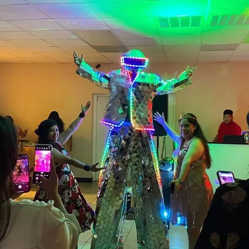 Stilts walker Mirror Robot Costume Men and Women for Performance Mirrorman show dance party carnival party