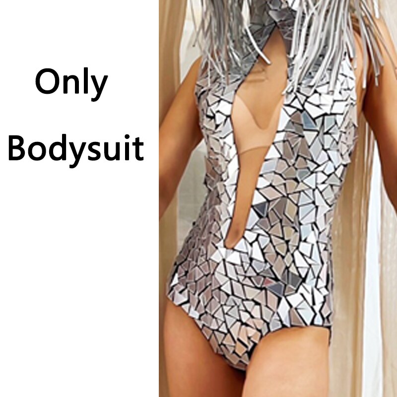 Silver Mirrors Costumes Lens Bodysuit Boots Sets