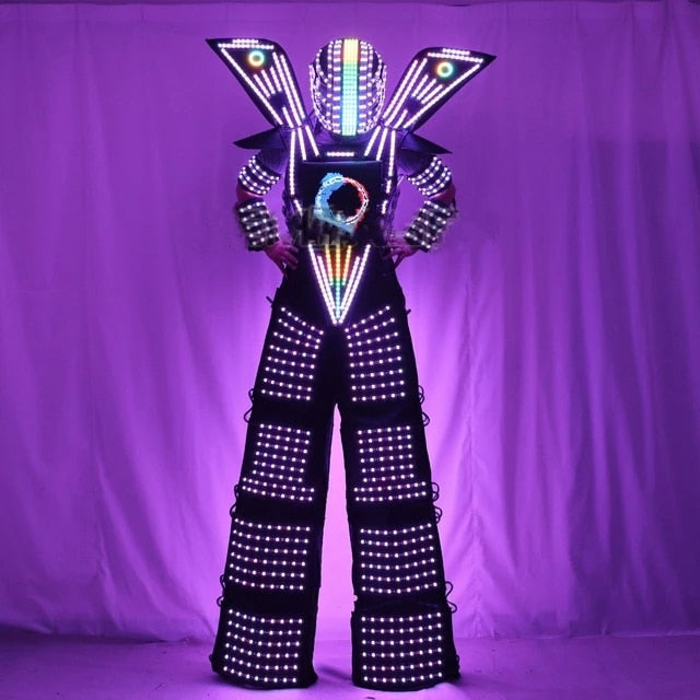 Stilt Walking Luminous Suit Jacket chest display Helmet Traje LED Robot Costume Clothes