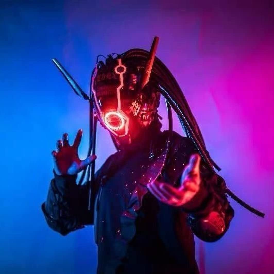 LED Full Face Cosplay Interstellar Soliders Warriors Futuristic Punk Mask