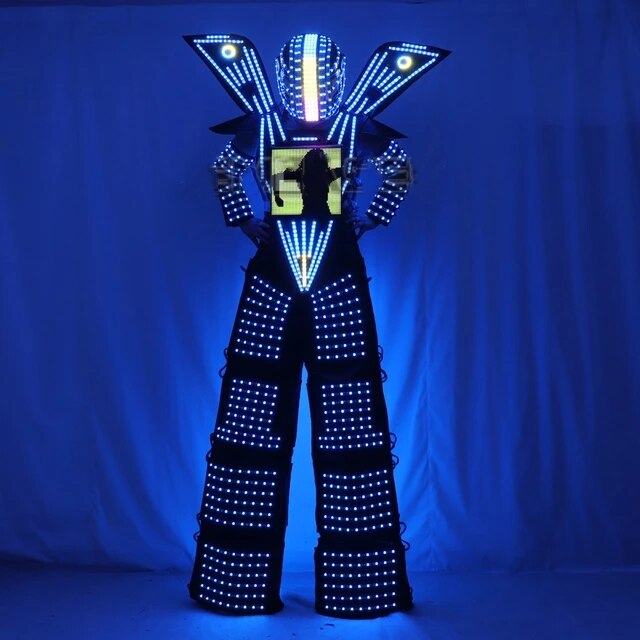 Stilt Walking Luminous Suit Jacket chest display Helmet Traje LED Robot Costume Clothes