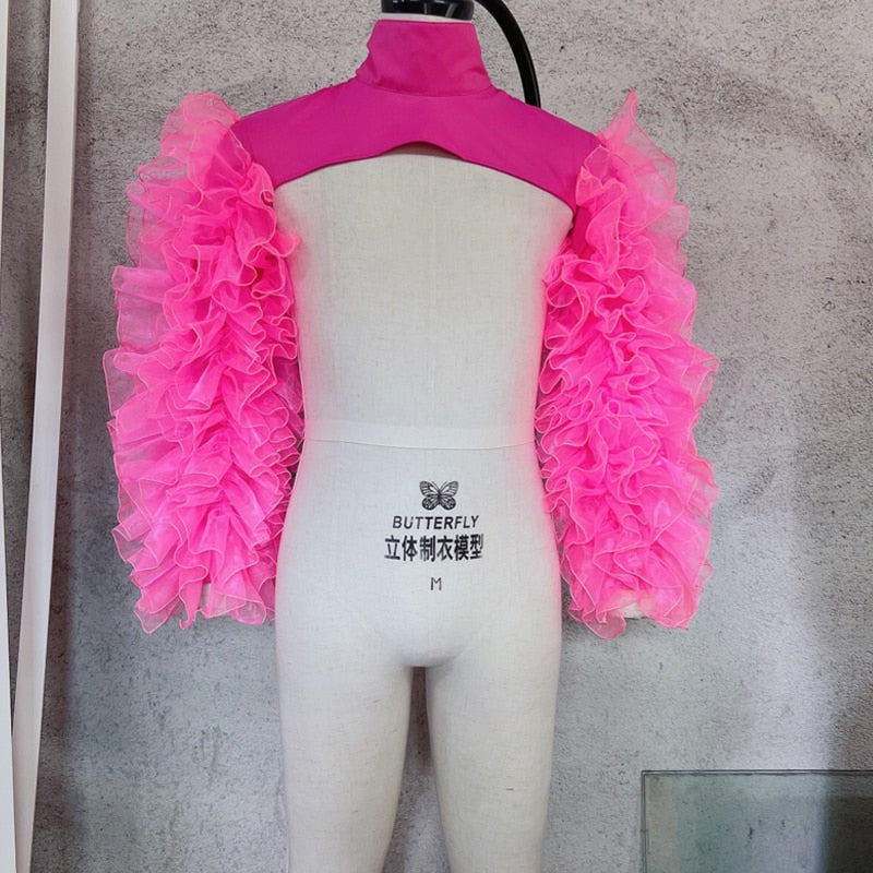 Bubble Sleeves Vest Women DJ Singer Dancer Nightclub Costume