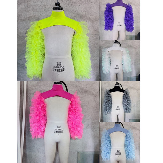 Bubble Sleeves Vest Women DJ Singer Dancer Nightclub Costume