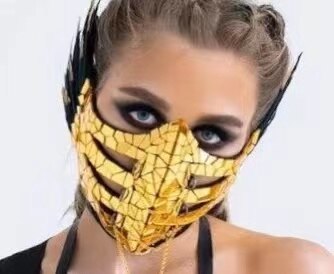 singer silver adult female sexy mask Program performance video Mirror Mask Feather Women Dance Mask Night club DJ Performance