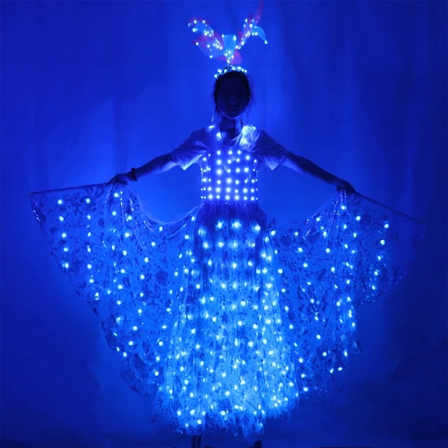 LED Luminous Wings Ballet Costume Fluorescent Butterfly Cloak Dance Costume