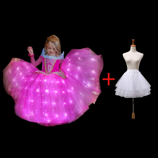 Sleeping Beauty Aurora Princess LED Dress for Girls Kids