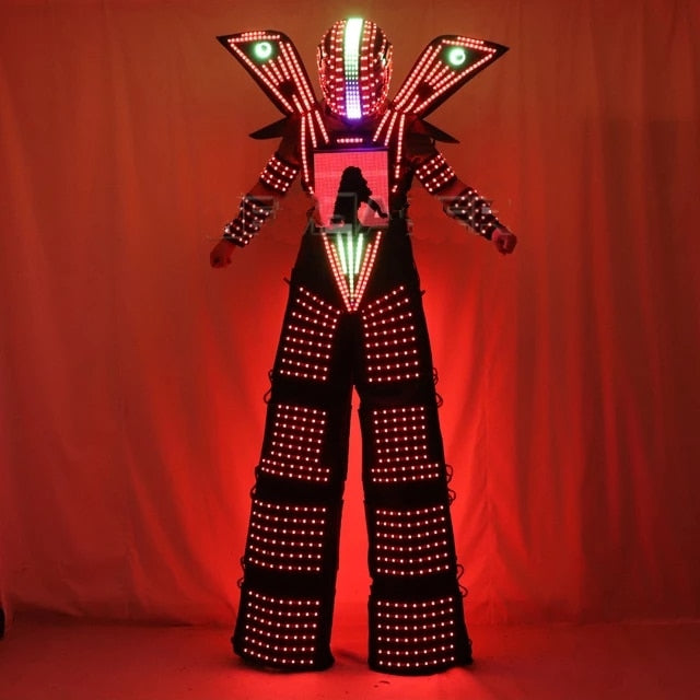 Stilt Walking Luminous Suit Jacket chest display Helmet Traje LED Robot Costume Clothes