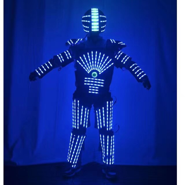 Light up costume helmet Future led lumious robot suit stage performancergb change color LED Clothing Bar Nightclub