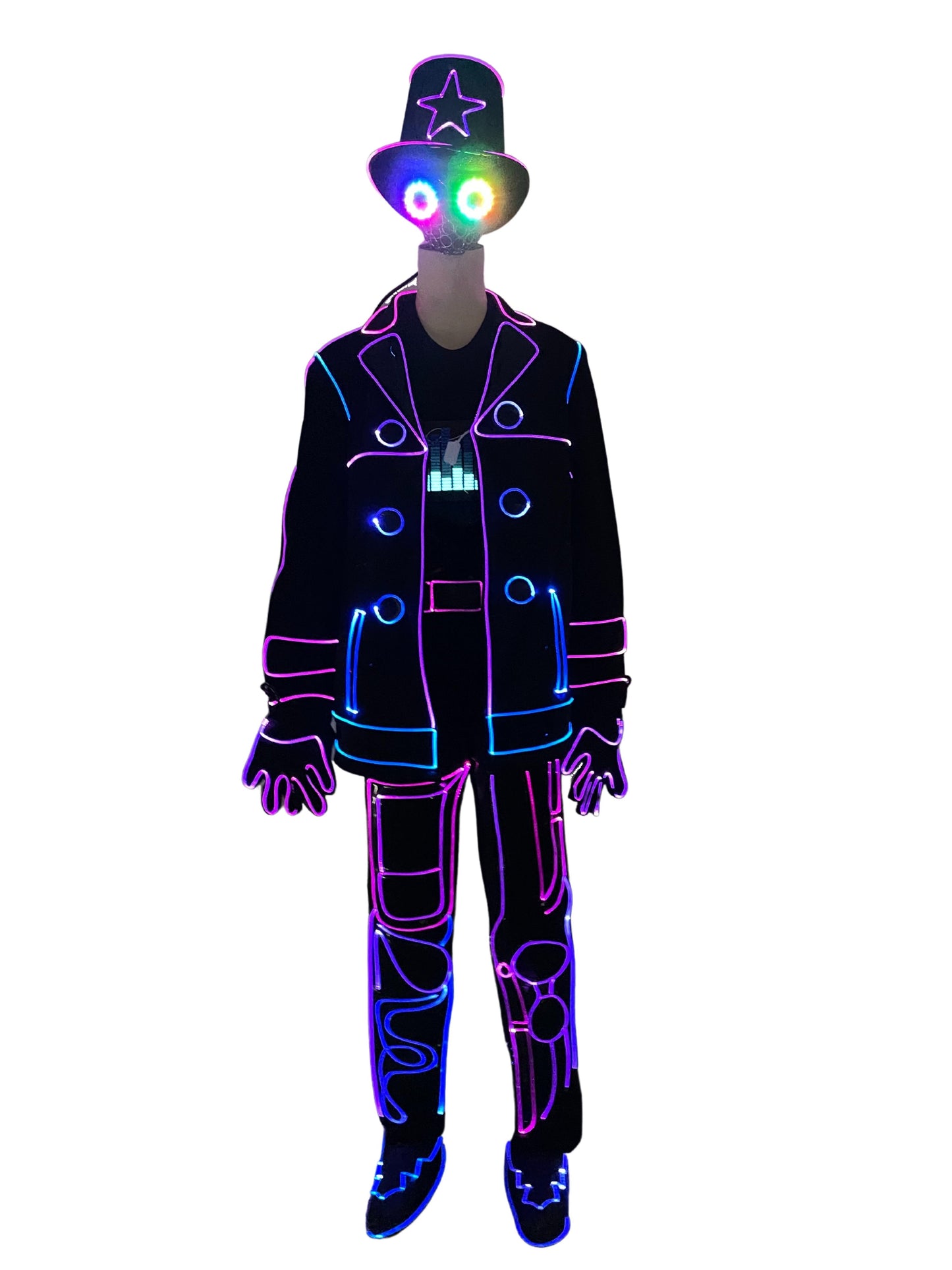 New Tron costume Cosplay Fiber optical outfit Light up clothing Disco DJ dance show clothes