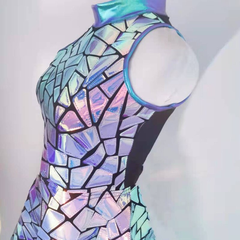 Silver Mirror gogo dance Nightclub Dress