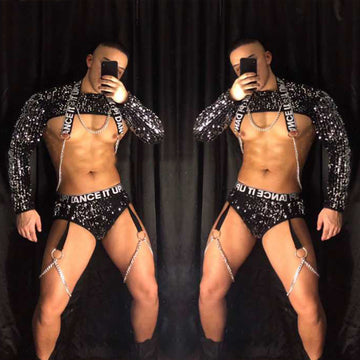 Colorful Silver Sequins Suit Nightclub Bar Ds Men Clothing