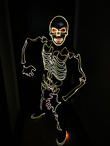 Traje de disfraz de esqueleto LED de máscara de Halloween