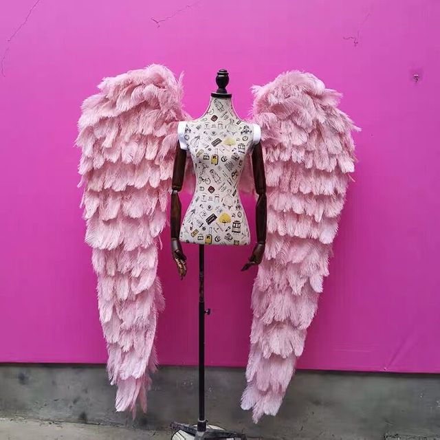 Natural Ostrich Angel White Feather Pink Wings