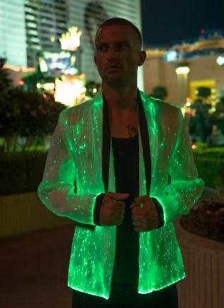 Mens LED Suit Jacket Optic Fiber Light Up Dress