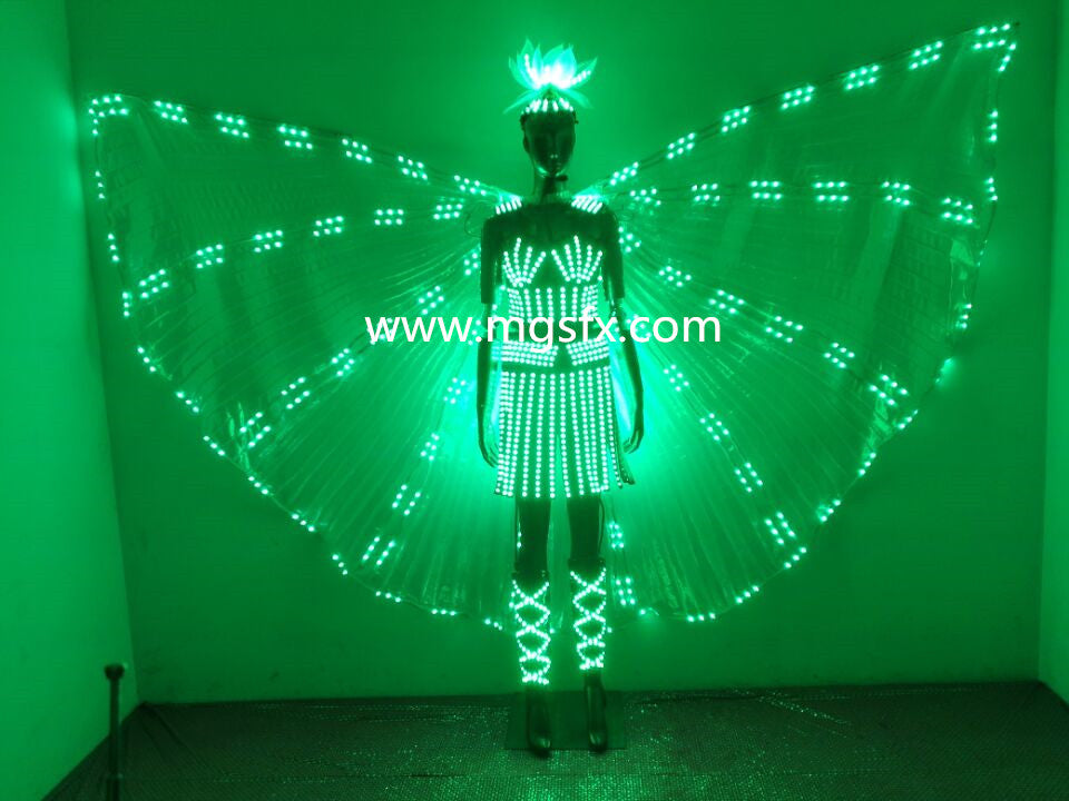 New LED transparent Wings LED belly dance Costume