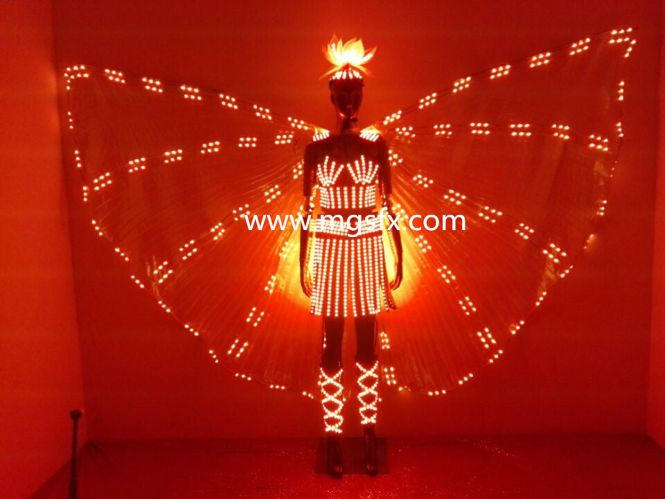 New LED transparent Wings LED belly dance Costume