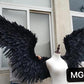 White Black Feather Wings Gray Devil For Performance