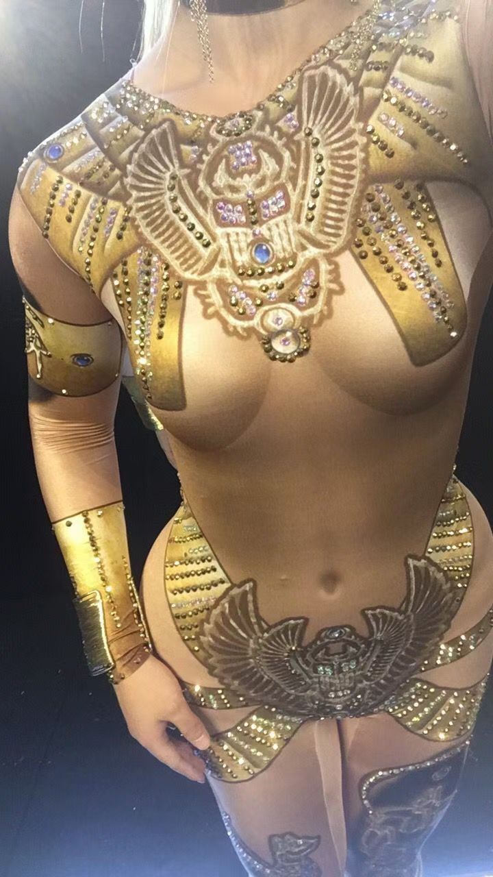 Cleopatra New Halloween Costumes Golden Nightclub Dresses