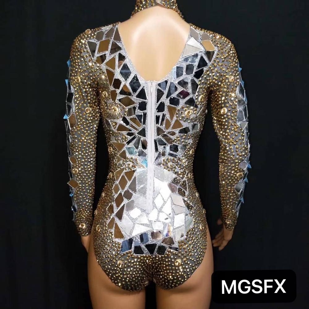 Silver Gold Mirror Leotord Dance Costumes