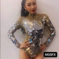 Silver Gold Mirror Leotord Dance Costumes