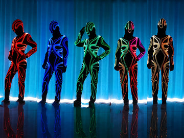 Body de luz LED de fibra óptica de baile de mujer sexy