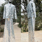 Hand Sewn Silver Stilts Walker Mirror Costume