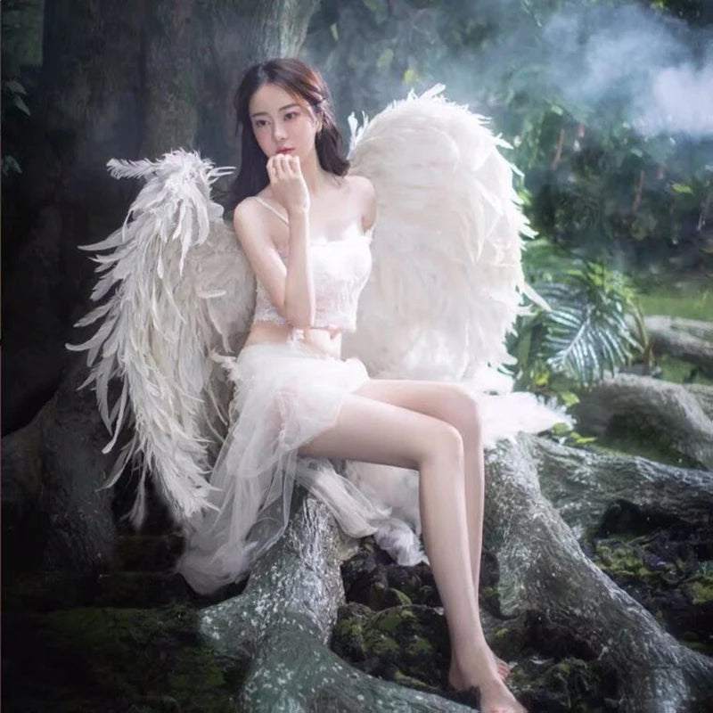 White Feather Angel Wings Costume | Oversized Performance Props for Cosplay & Wedding Photography