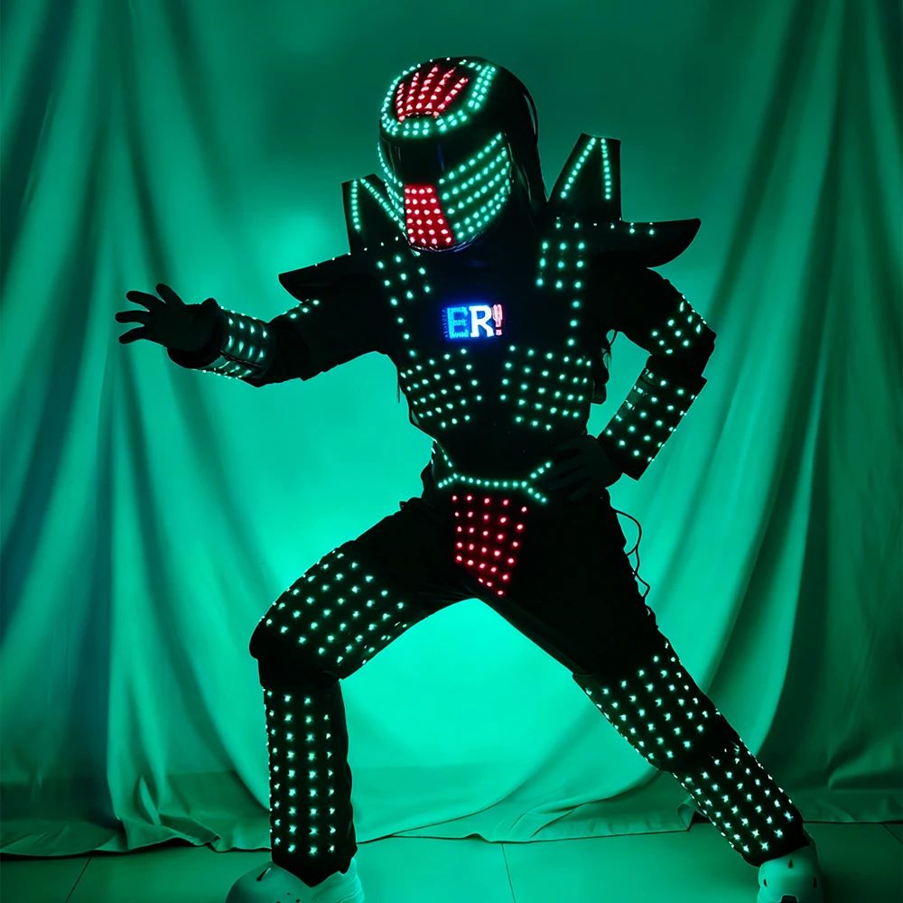 LED Robot Roleplay Suit Glowing Stage Armor Jacket for Nightclub Dance Light Show Costume