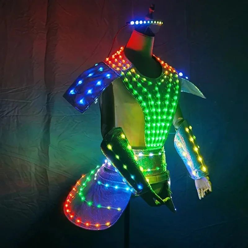 Multi-Color LED Performance Costume USB Rechargeable Glowing Stage Outfit for Women Professional Dance Cosplay Wear