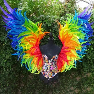 Luxury Colorful Feather Fairy Wings Adult Costume for Halloween Carnival Festival and Cosplay Show Outfit