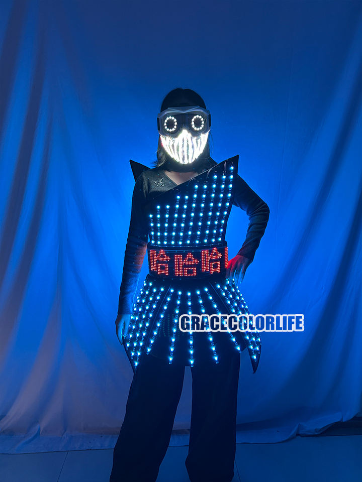 Full Color LED Ballet Costume Set for Women Nightclub Bar Singer DJ GoGo Glowing Skirt Sexy Lead Dancer LED Costumes