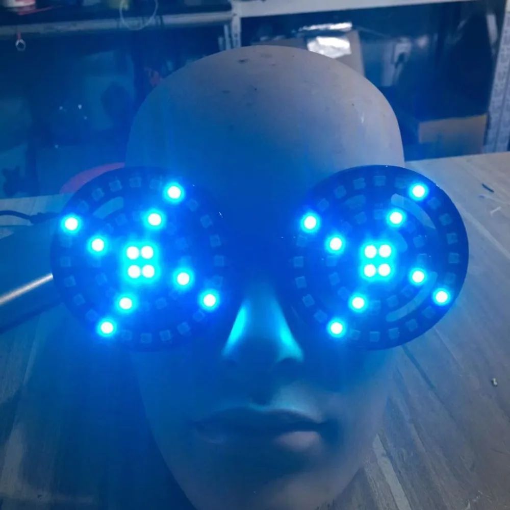 Full Color LED Rechargeable Punk Glasses Rainbow Light up Goggles Spectrum LED Eye Costume for DJ Night Club Party Rave