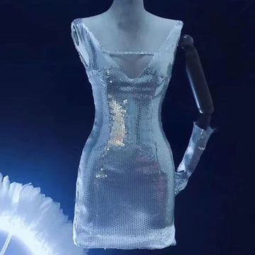 Carnival Headdress Nightclub Bar Commercial Performance Heavy LED Heavy Feather Fan Sequin Dress Set Size Adjustable