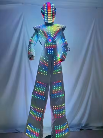 LED Stilts Robot Costume LED Clothes Luminous Stilts Walker Costume Full Color Change Celebrating Party Events Suit Kryoman