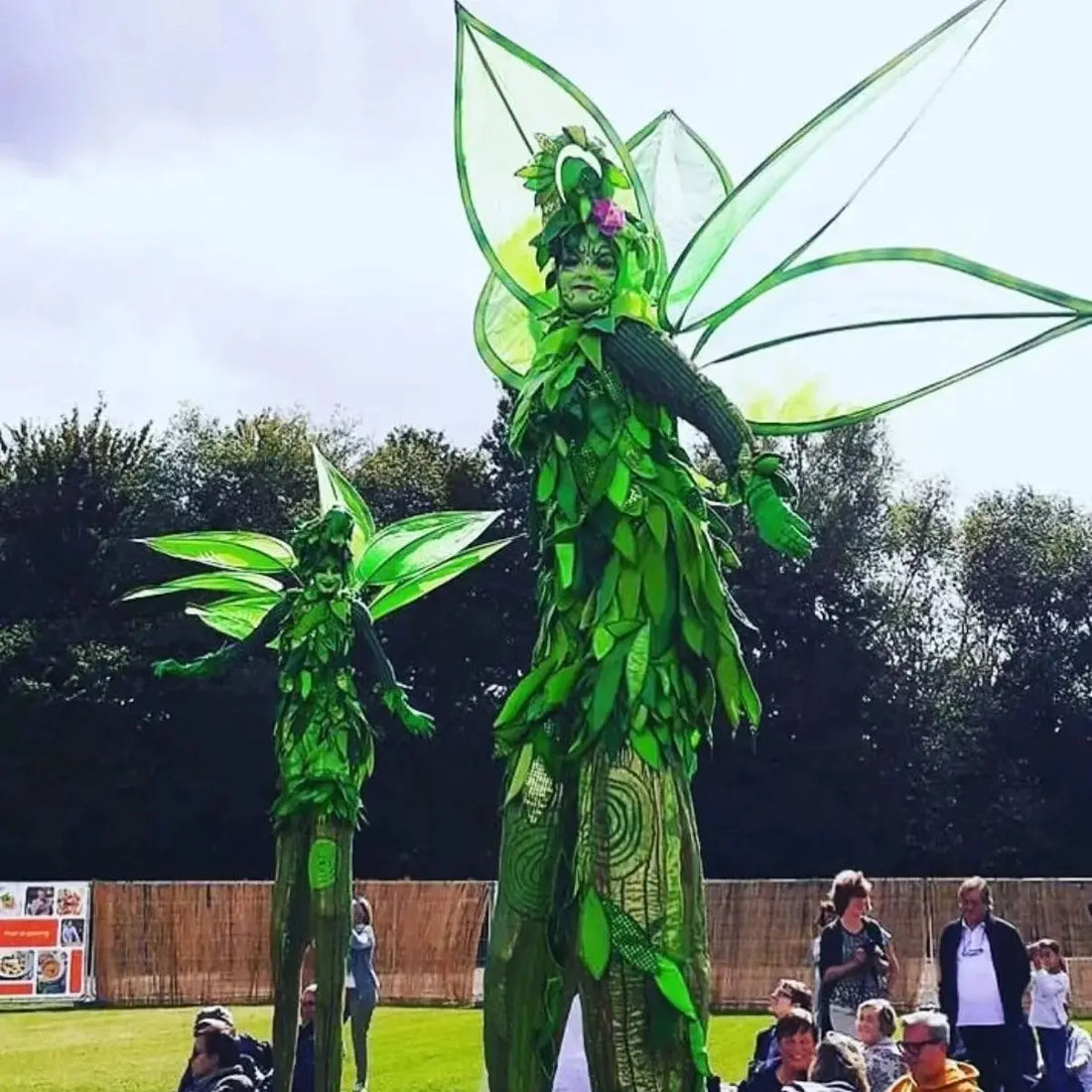 Green Luminescent Stilts Walker Costume｜Theme Park Parade Design for Cosplay Night Festivals Stage Performances