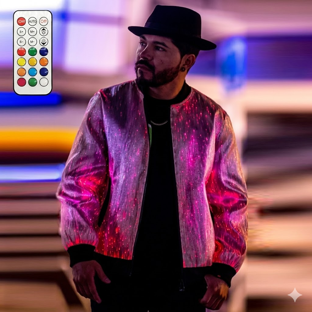 LED Short Jacket for Men Light up Gentleman Dress Optic Fiber Luminous Dance Costume for Stage Performance Cosplay Clubwear