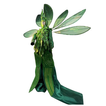 Green Luminescent Stilts Walker Costume｜Theme Park Parade Design for Cosplay Night Festivals Stage Performances