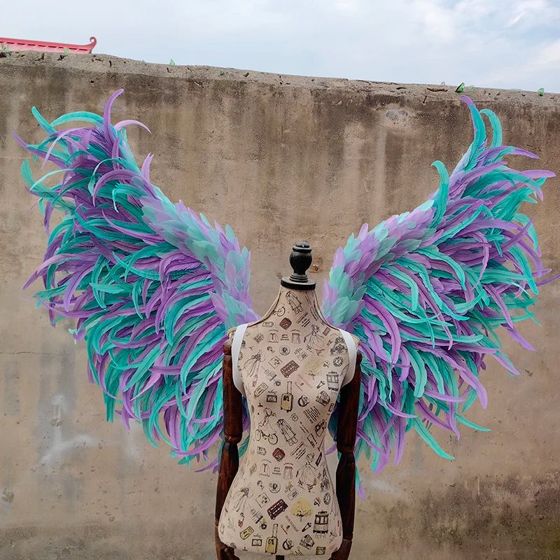 Luxury Colorful Feather Fairy Wings Adult Costume for Halloween Carnival Festival and Cosplay Show Outfit