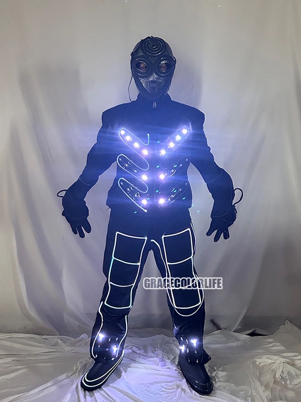 Fiber Optic LED Strip Dance Costumes Electronic Glow Stage Wear for Nightclub Bar Party Fluorescent Dancewear