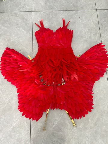Women's Angel Wings Cosplay Costume Elegant Bodysuit with Feather Wings for Halloween Christmas Parties Festival Full Outfit Set