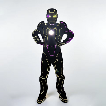 LED Fiber Optic Suit Change Colors Neon Light up Costume for Ballroom Warrior DJ Dance Cosplay Show Performance