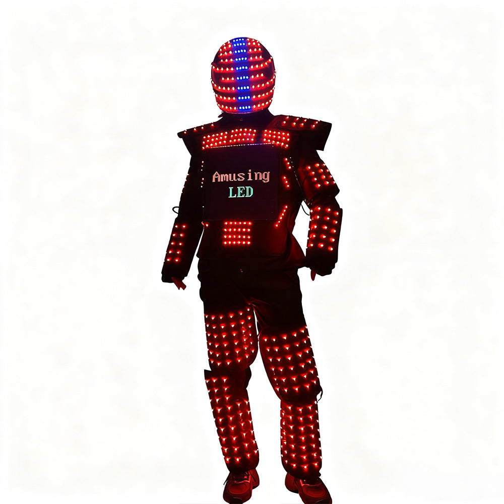 LED Light-Up Armor Costume - Stage Performance Nightclub Atmosphere Prop - Full-Body Programmable Light Cool Performance Outfit