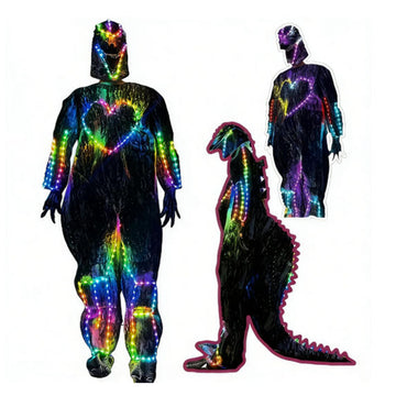 LED Full Color Monster Costume Glowing Latex Cosplay Jumpsuit with LED Light Placement Halloween Party Performance Costume