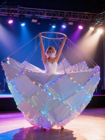 LED Luminated Umbrella Flower Costume - Rising and Blooming Interactive Prop for Theme Park Parade Float Performance