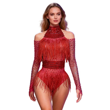 Latest Pearl Sequin Dress Women Fringe Skirt Christmas Party Nightclub Stage Performance Celebratory Wear